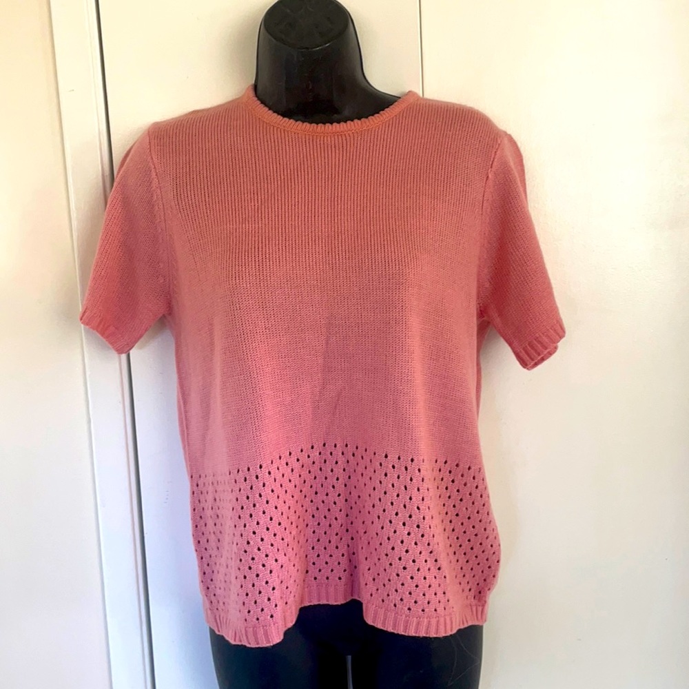 Vintage Blair laser cut cap sleeve scalloped sweater M